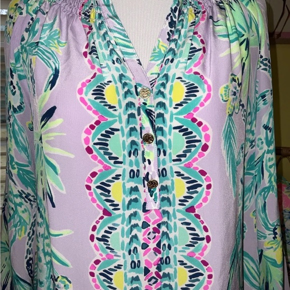 Lilly Pulitzer NWT Elsa Silk Top Lilac Its Impawsible Size XXS,XS $168 - Picture 7 of 10